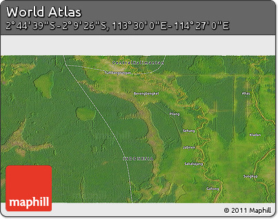 Satellite 3D Map of the Area around 2° 27' 3" S, 113° 58' 29" E