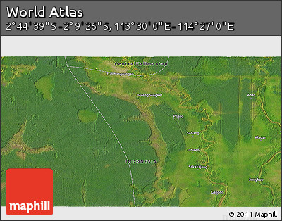 Satellite 3D Map of the Area around 2° 27' 3" S, 113° 58' 29" E