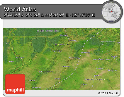 Satellite 3D Map of the Area around 2° 27' 3" S, 114° 49' 29" E