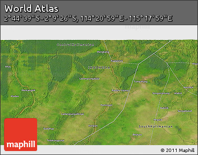 Satellite 3D Map of the Area around 2° 27' 3" S, 114° 49' 29" E