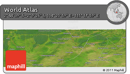 Satellite Panoramic Map of the Area around 2° 27' 3" S, 114° 49' 29" E