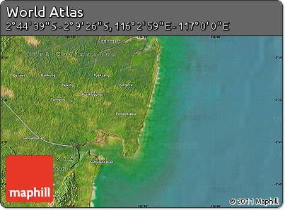Satellite Map of the Area around 2° 27' 3" S, 116° 31' 30" E