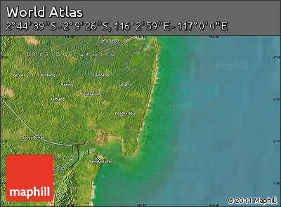 Satellite Map of the Area around 2° 27' 3" S, 116° 31' 30" E