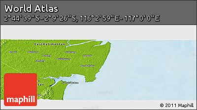 Physical Panoramic Map of the Area around 2° 27' 3" S, 116° 31' 30" E