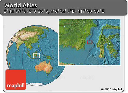 Satellite Location Map of the Area around 2° 27' 3" S, 117° 22' 30" E