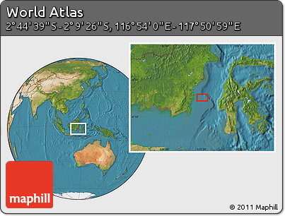 Satellite Location Map of the Area around 2° 27' 3" S, 117° 22' 30" E
