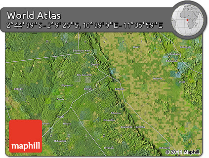Satellite Map of the Area around 2° 27' 3" S, 11° 7' 30" E