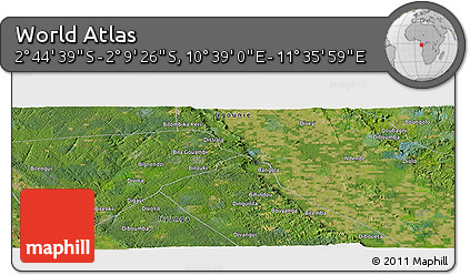Satellite Panoramic Map of the Area around 2° 27' 3" S, 11° 7' 30" E