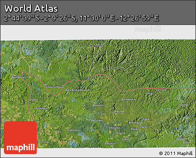 Satellite 3D Map of the Area around 2° 27' 3" S, 11° 58' 29" E