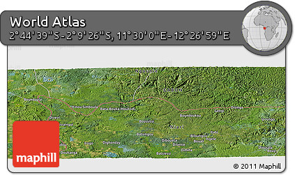 Satellite Panoramic Map of the Area around 2° 27' 3" S, 11° 58' 29" E