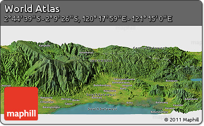 Satellite Panoramic Map of the Area around 2° 27' 3" S, 120° 46' 30" E