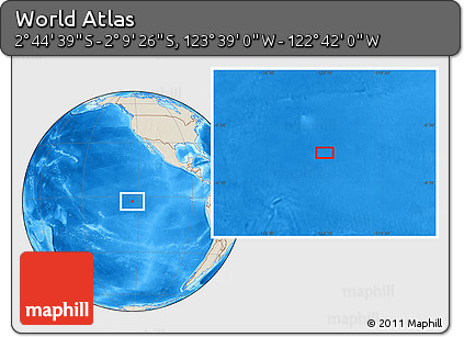 Shaded Relief Location Map of the Area around 2° 27' 3" S, 123° 10' 30" W