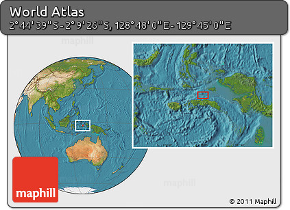 Satellite Location Map of the Area around 2° 27' 3" S, 129° 16' 30" E