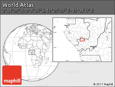 Blank Location Map of the Area around 2° 27' 3" S, 12° 49' 29" E