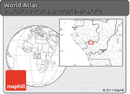 Blank Location Map of the Area around 2° 27' 3" S, 12° 49' 29" E