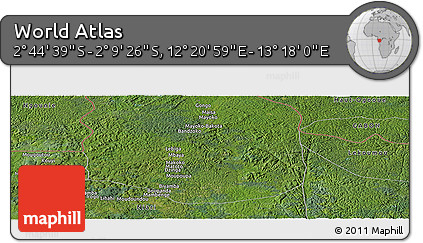 Satellite Panoramic Map of the Area around 2° 27' 3" S, 12° 49' 29" E