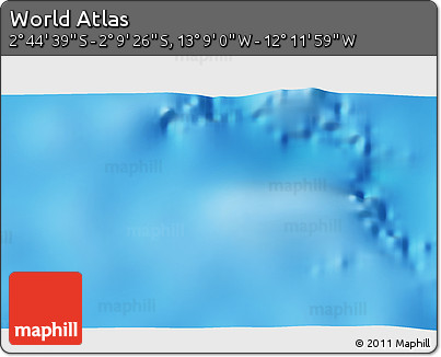 Physical 3D Map of the Area around 2° 27' 3" S, 12° 40' 30" W