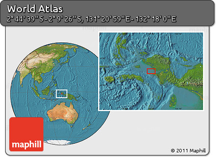 Satellite Location Map of the Area around 2° 27' 3" S, 131° 49' 29" E