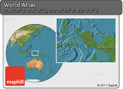 Satellite Location Map of the Area around 2° 27' 3" S, 132° 40' 30" E