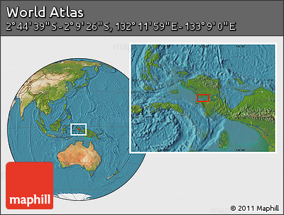 Satellite Location Map of the Area around 2° 27' 3" S, 132° 40' 30" E
