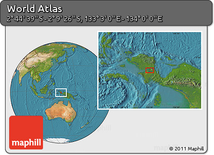 Satellite Location Map of the Area around 2° 27' 3" S, 133° 31' 30" E