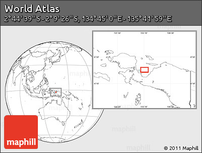 Blank Location Map of the Area around 2° 27' 3" S, 135° 13' 29" E