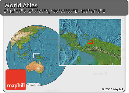 Satellite Location Map of the Area around 2° 27' 3" S, 136° 55' 30" E