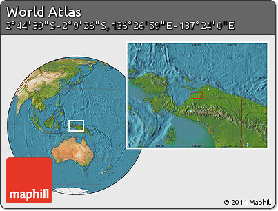 Satellite Location Map of the Area around 2° 27' 3" S, 136° 55' 30" E