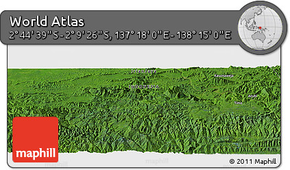 Satellite Panoramic Map of the Area around 2° 27' 3" S, 137° 46' 30" E