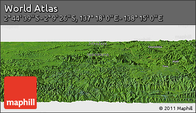 Satellite Panoramic Map of the Area around 2° 27' 3" S, 137° 46' 30" E