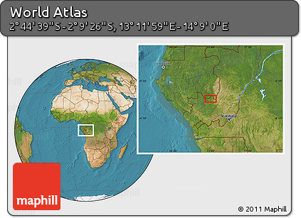 Satellite Location Map of the Area around 2° 27' 3" S, 13° 40' 30" E