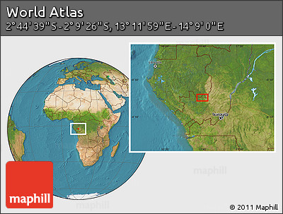 Satellite Location Map of the Area around 2° 27' 3" S, 13° 40' 30" E