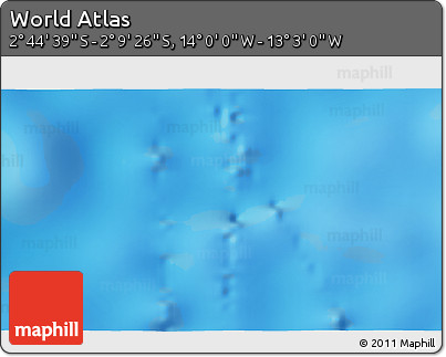 Physical 3D Map of the Area around 2° 27' 3" S, 13° 31' 30" W