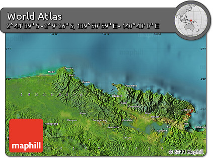 Satellite Map of the Area around 2° 27' 3" S, 140° 19' 29" E