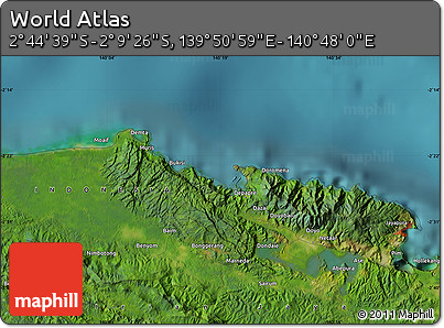 Satellite Map of the Area around 2° 27' 3" S, 140° 19' 29" E