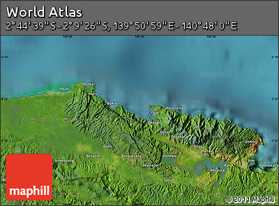 Satellite Map of the Area around 2° 27' 3" S, 140° 19' 29" E