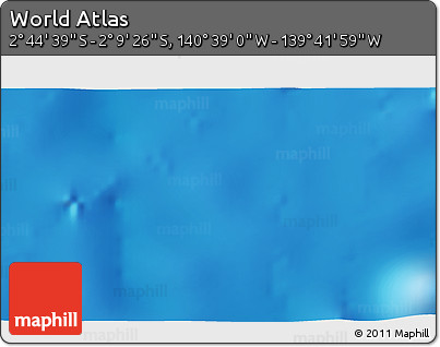 Shaded Relief 3D Map of the Area around 2° 27' 3" S, 140° 10' 30" W