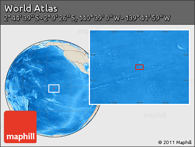 Shaded Relief Location Map of the Area around 2° 27' 3" S, 140° 10' 30" W