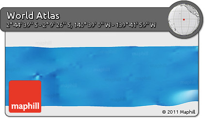 Shaded Relief Panoramic Map of the Area around 2° 27' 3" S, 140° 10' 30" W