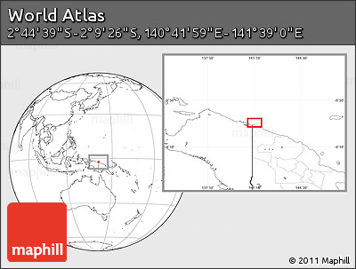 Blank Location Map of the Area around 2° 27' 3" S, 141° 10' 30" E