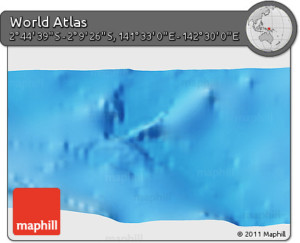 Physical 3D Map of the Area around 2° 27' 3" S, 142° 1' 30" E