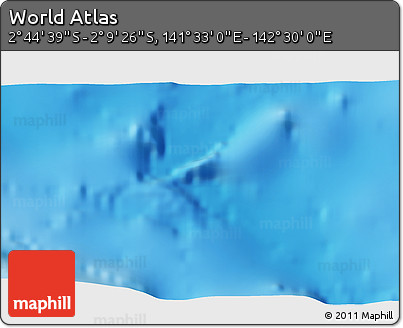 Physical 3D Map of the Area around 2° 27' 3" S, 142° 1' 30" E