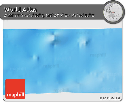 Physical 3D Map of the Area around 2° 27' 3" S, 142° 52' 30" E