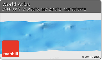 Physical Panoramic Map of the Area around 2° 27' 3" S, 142° 52' 30" E