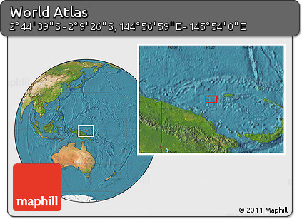 Satellite Location Map of the Area around 2° 27' 3" S, 145° 25' 30" E