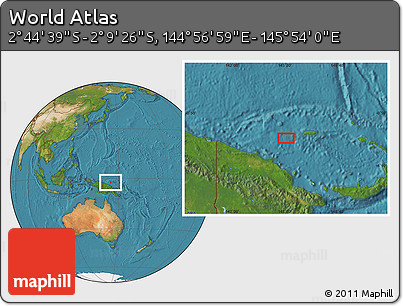 Satellite Location Map of the Area around 2° 27' 3" S, 145° 25' 30" E