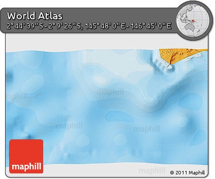 Political 3D Map of the Area around 2° 27' 3" S, 146° 16' 30" E
