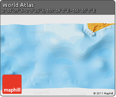 Political 3D Map of the Area around 2° 27' 3" S, 146° 16' 30" E