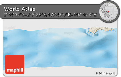 Shaded Relief Panoramic Map of the Area around 2° 27' 3" S, 146° 16' 30" E