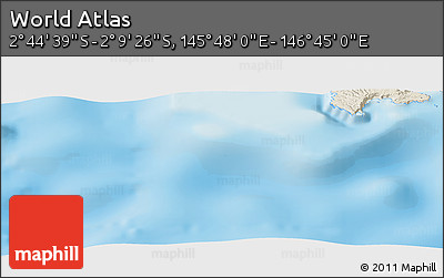 Shaded Relief Panoramic Map of the Area around 2° 27' 3" S, 146° 16' 30" E